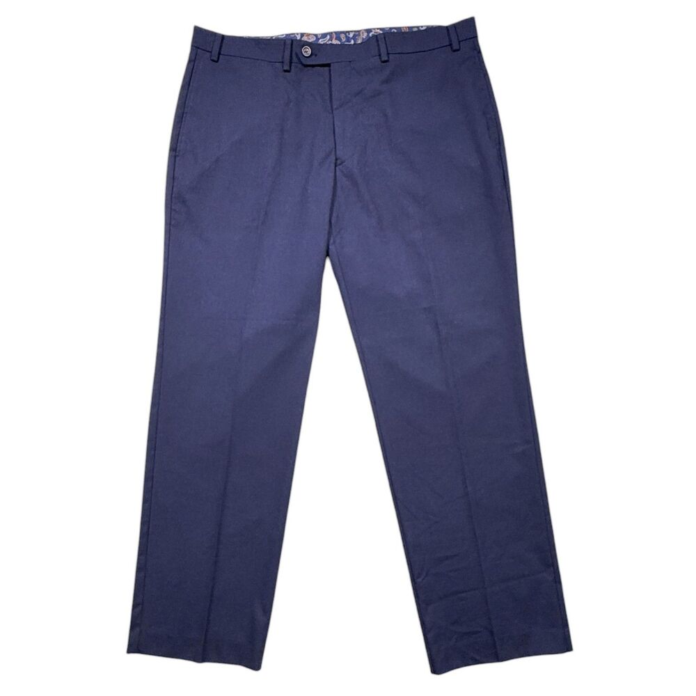 Lauren Ralph Lauren Mens 38x30 Blue Stretch Dress Pants Flat Front Trousers